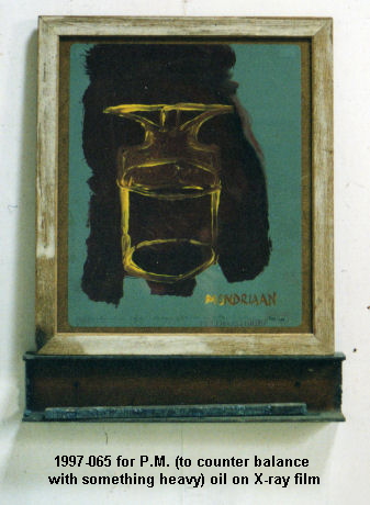 1997-065 for P.M. (to counter balance with something heavy) oil on X-ray film